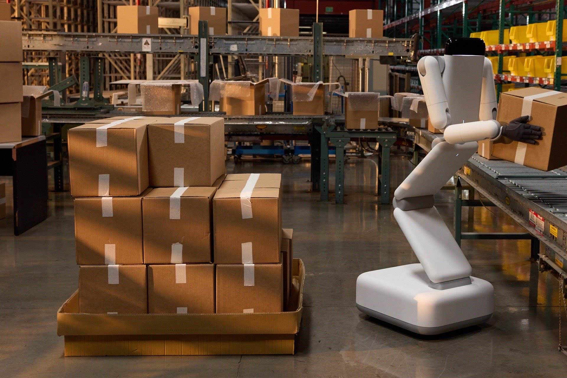 Genesis AI Eno general-purpose robot in a warehouse